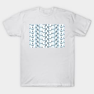 Icicles, crystal pieces in blue, geometric design in winter theme T-Shirt